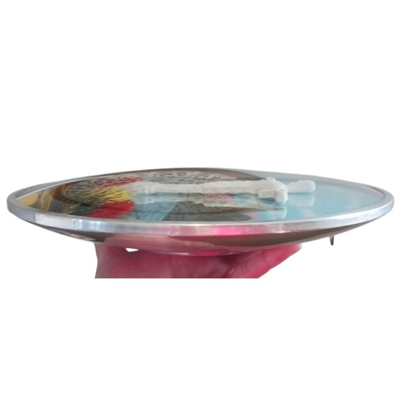 VTG Reverse Hand Painted Jesus Religious Convex Bubble Glass Art Wall Hanging - Picture 5 of 6